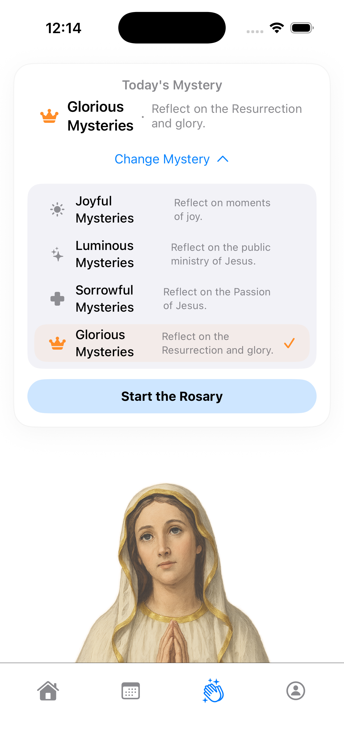 Choosing mysteries before beginning the Rosary