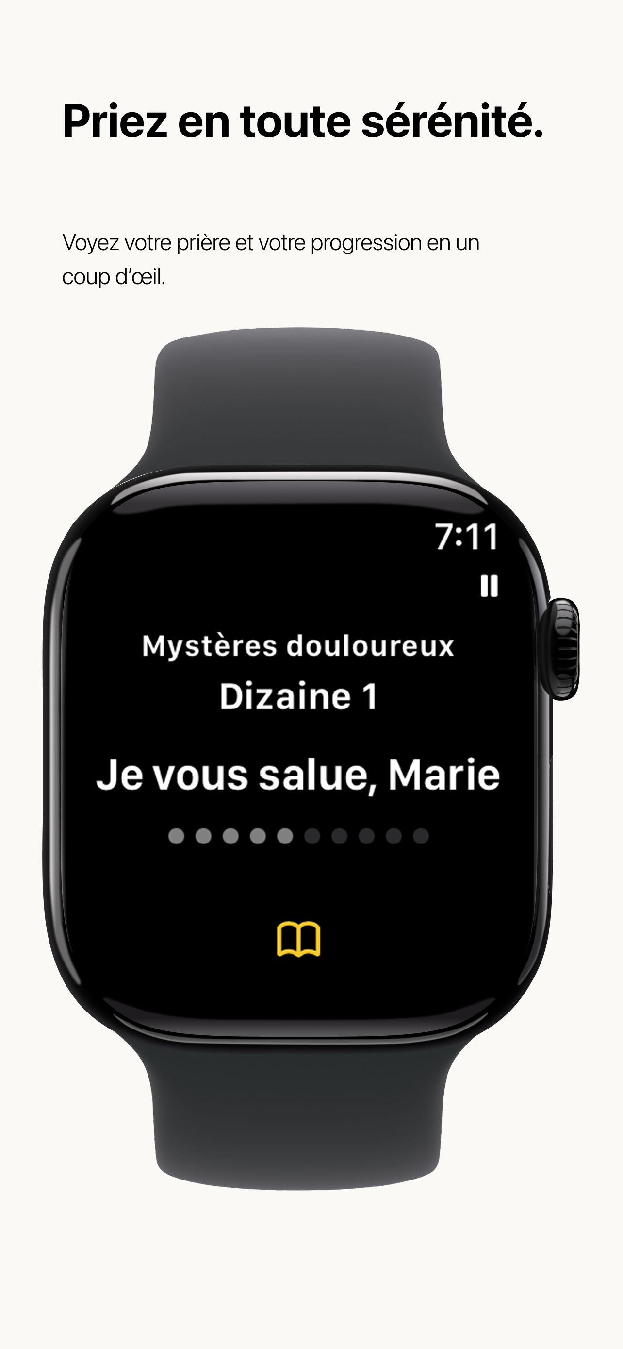 Étape de prière affichée sur Apple Watch